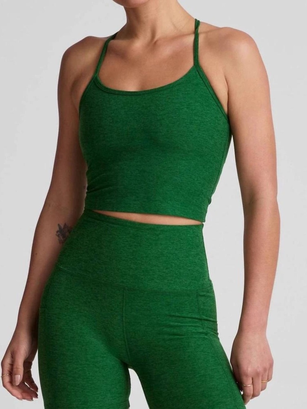 Beyond Yoga Emerald Green Seamless Crop Top and Leggings SET - Sz. XS